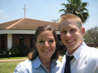 Rachel and Matt in front of the chapel where IBF now meets