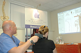 Dr. Moshe Laub, West Hartford Chiropractic, demo's a new high tech diagnostic tool.